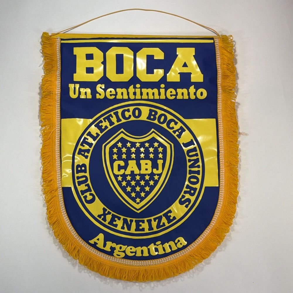 Vintage Argentina Boca Juniors Plastic Pennant 15” X 20”